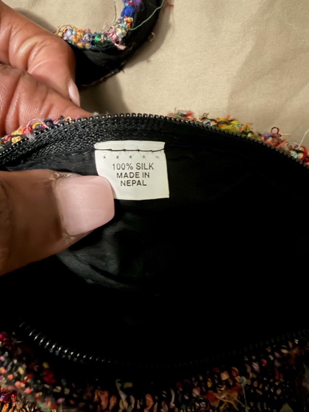 Handwoven Silk Multicolor Fringe Crossbody Bag made in Nepal - Picture 2 of 6